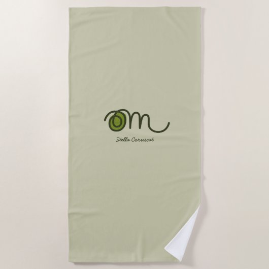 Minimalistischer Om-Handschrift-Personalisiert Strandtuch (Vorderseite)