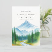 Minimalistischer Online-Berg Save The Date (Stehend Vorderseite)