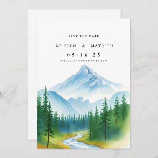 Minimalistischer Online-Berg Save The Date (Vorne/Hinten)