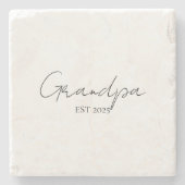 Minimalistischer Opa EST 2025 | Neues Opa-Geschenk Steinuntersetzer (Vorderseite)