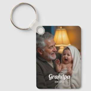 Minimalistischer Opa EST Benutzerdefiniertes Foto Schlüsselanhänger