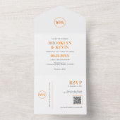 Minimalistischer Orange QR Code | FOTO All In One Einladung (Innen Boden)