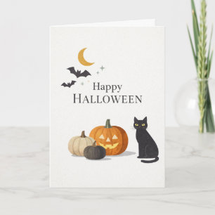 Minimalistischer orangefarbener Kürbis schwarze Ka Karte