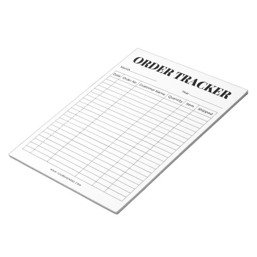 Minimalistischer Ordertracker Notizblock (angewinkelt)