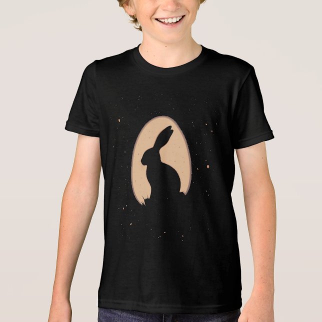 Minimalistischer Osterhase in Ei Form Tri-Blend Shirt (Vorderseite)