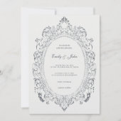 Minimalistischer Oval Barockrahmen Elegante Hochze Einladung (Vorderseite)