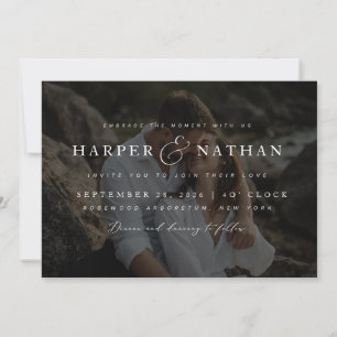 Minimalistischer Overlay-Foto-QR-Code Hochzeit Einladung