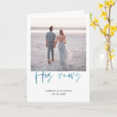 Minimalistischer Ozean Blauer seine Vow Card Karte (Gelbe Blume)