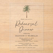 Minimalistischer Palmenbaum Hochzeit Probe Dinner Acryleinladungen (Vorderseite)