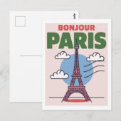 Minimalistischer Pariser Eiffelturm Französische S Postkarte (Vorne/Hinten)