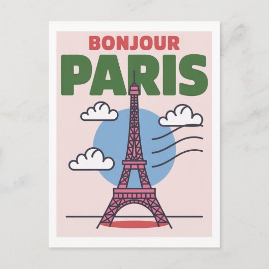 Minimalistischer Pariser Eiffelturm Französische S Postkarte (Vorderseite)