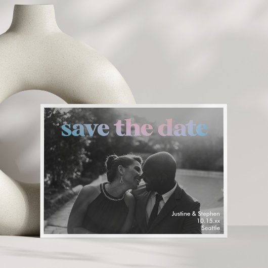 Minimalistischer Pastell-Gradient-Overlay-Hochzeit Save The Date