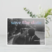 Minimalistischer Pastell-Gradient-Overlay-Hochzeit Save The Date (Stehend Vorderseite)