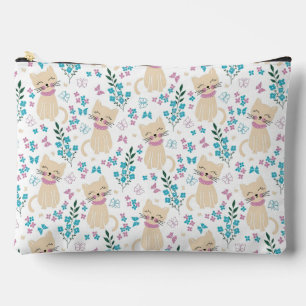 Minimalistischer Pastell-Katzen- und Schmetterling Zubehörtasche