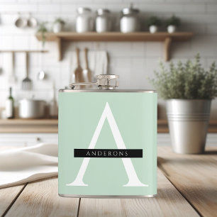 Minimalistischer Pastell-Mint personalisierter Nam Flachmann