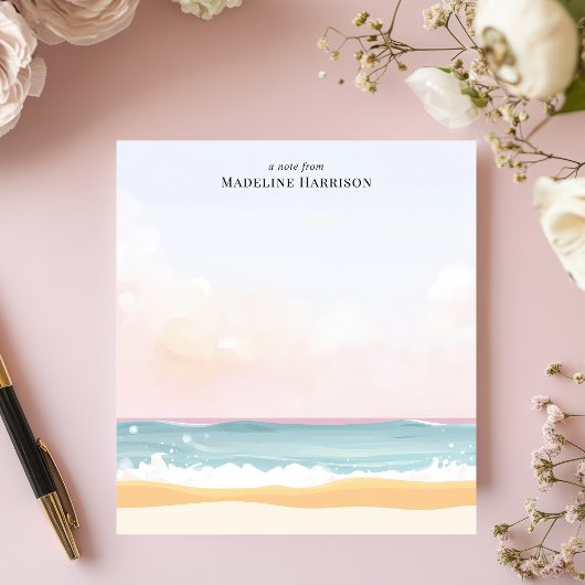 Minimalistischer Pastellstrand Personalisierter Na Notizblock