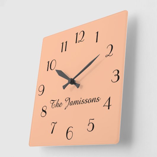 Minimalistischer Peach Fuzz, Name, Round oder Quadratische Wanduhr (Winkel)