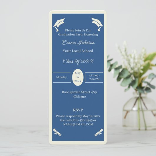 Minimalistischer Personalisierter Abschluss in Bei Einladung (Stehend Vorderseite)