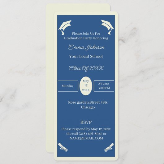 Minimalistischer Personalisierter Abschluss in Bei Einladung (Vorne/Hinten)