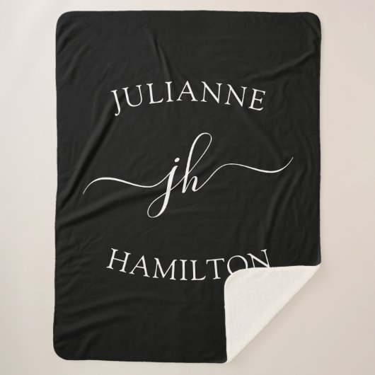 Minimalistischer Personalisierter Monogam-Name Sherpadecke (Vorderseite)