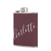 Minimalistischer Personalisierter Name Burgundy Flachmann (Links)