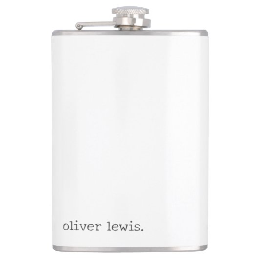 Minimalistischer personalisierter Schreibmaschinen Flachmann (Vorderseite)