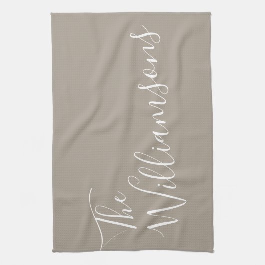 Minimalistischer Personalisierter Skriptname | Tau Geschirrtuch (Vertikal)