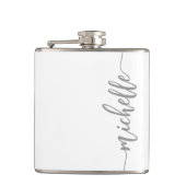 Minimalistischer Personalisierter Skriptname Weiß Flachmann (Vorderseite)