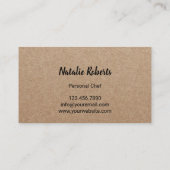 Minimalistischer persönlicher Koch rustikales Visitenkarte (Rückseite)
