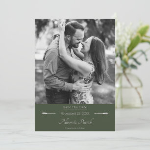Minimalistischer Pfeile-Foto Olivgrün Save The Date