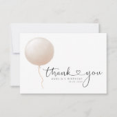 Minimalistischer Pfirsich-Ballon-Script-Herz-Gebur Dankeskarte (Vorderseite)