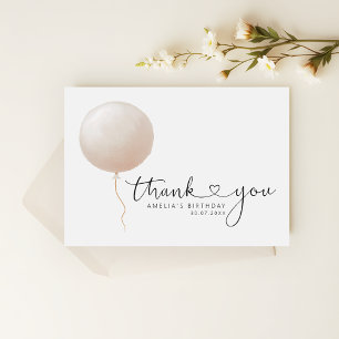 Minimalistischer Pfirsich-Ballon-Script-Herz-Gebur Dankeskarte