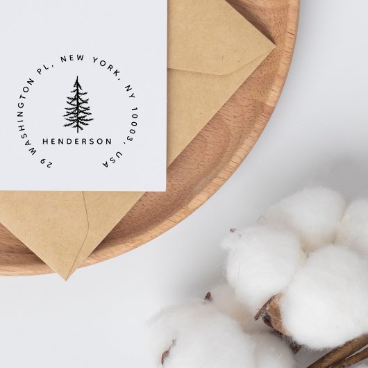 Minimalistischer Pine Tree Einfache Rücksendeadres Gummistempel