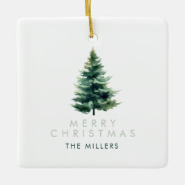 Minimalistischer Pine Tree Grüner Weihnachtsurlaub Keramikornament