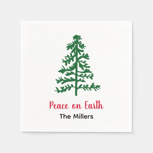 Minimalistischer Pine Tree Weltfrieden Serviette (Vorderseite)