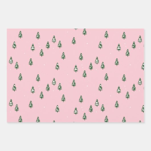 Minimalistischer Pinienwald rosa Geschenkpapier Set (Vorderseite 3)