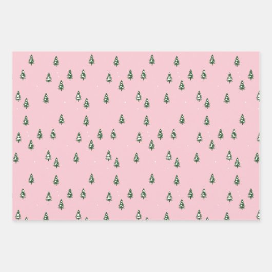 Minimalistischer Pinienwald rosa Geschenkpapier Set (Vorderseite 2)