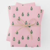 Minimalistischer Pinienwald rosa Geschenkpapier Set (Beispiel)