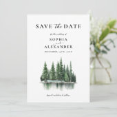 Minimalistischer Pinienwald Save the Date Einladung (Stehend Vorderseite)