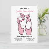 Minimalistischer Pink Ballet Dance Einladung (Stehend Vorderseite)