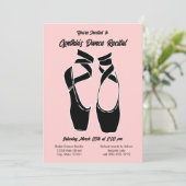 Minimalistischer Pink Ballet Dance Einladung (Stehend Vorderseite)
