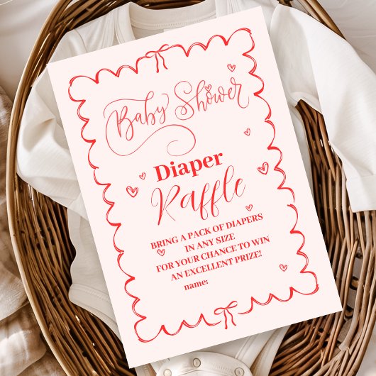 Minimalistischer Pink Bow Doodle Baby Diapper Raff Begleitkarte