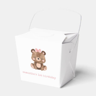 Minimalistischer Pink Woodland Bär Geburtstags Gef Geschenkschachtel
