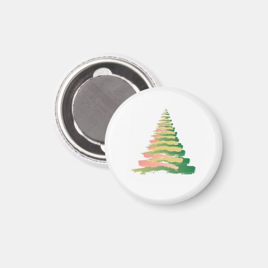 Minimalistischer Pinselstrich-Weihnachtsbaum Magnet (Vorderseite/Rückseite)