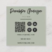 Minimalistischer Pistachio Green QR Code Modern Bo Quadratische Visitenkarte (Rückseite)