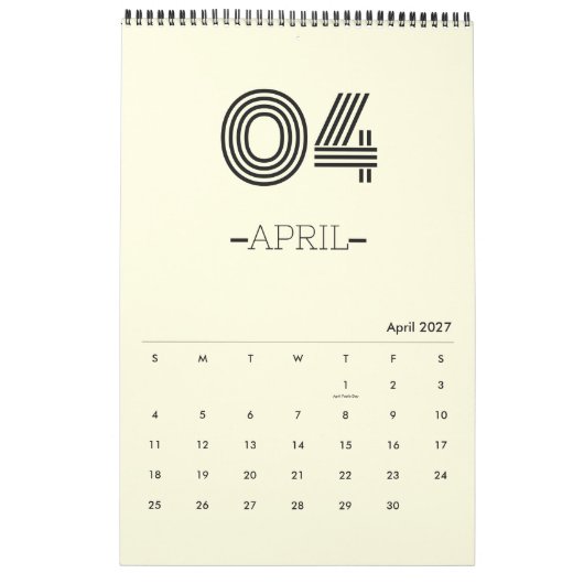 Minimalistischer Planungskalender Kalender (Apr 2027)