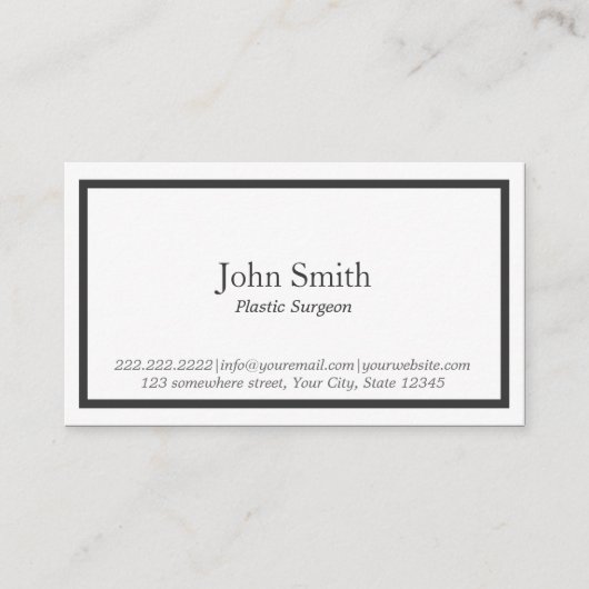 Minimalistischer Plastikchirurg Visitenkarte (Vorderseite)