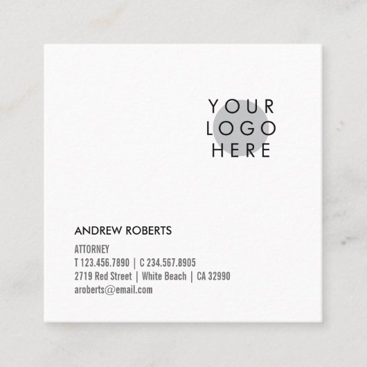 Minimalistischer Platz Modern Sie Ihre Logo-Visite Quadratische Visitenkarte (Vorderseite)