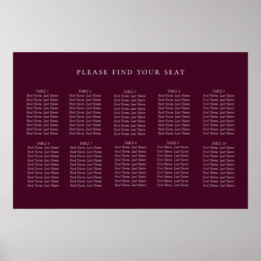 Minimalistischer Plumarwein Lila Hochzeitssitzkart Poster (Vorne)