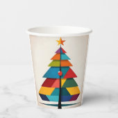 Minimalistischer Pop Art Geometric Christmas Tree Pappbecher (Rückseite)
